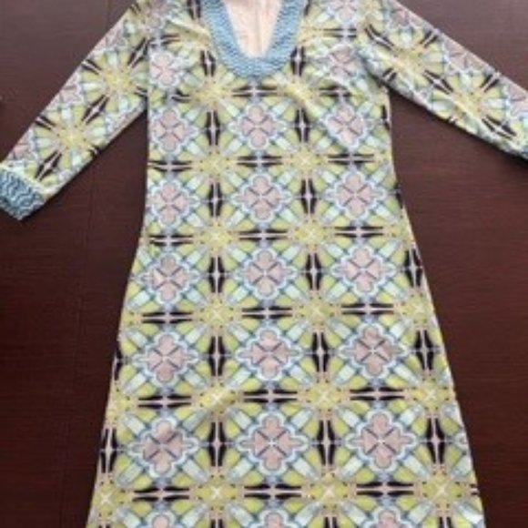 J. McLaughlin Blue Patterned Dress - Picture 2 of 3